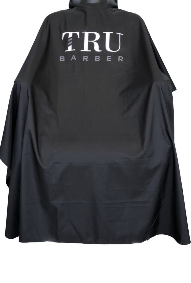 TRU BARBER Light Weight Waterproof Professional Salon Cape With Snap Closure for Hair Cutting, Barbershop, 50" x 58" (Black/White) - Image 1